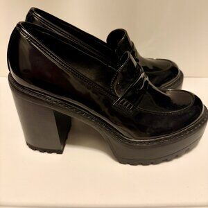 MADDEN GIRL Women's Black Patent Kassidy Y2K Chunky Penny Loafer US Size 9